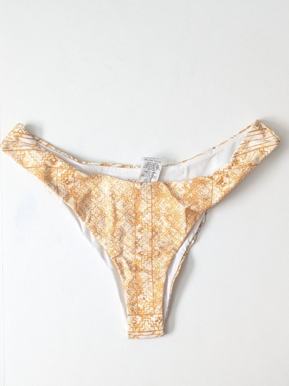 Roxy Beach Clasics High Leg Bikini Bottom Gold White Womens XL